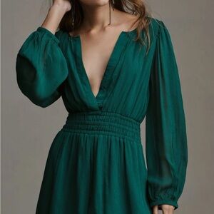 Anthropologie Somerset Long-Sleeve Romper, Color: Dark Green, Size: Small